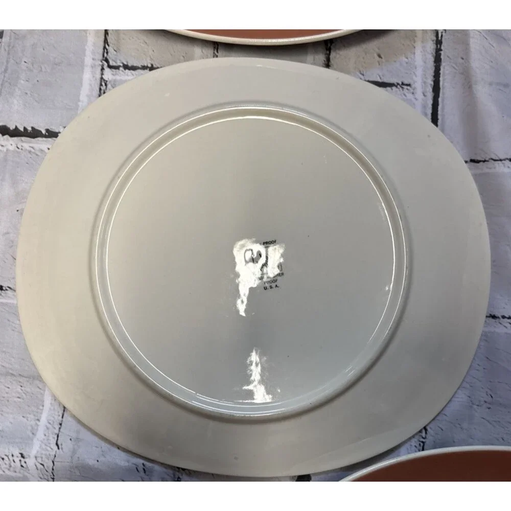 Harkerware Plates Platter Charger Pink Peach Rooster Design 16” Set Of 7 USA